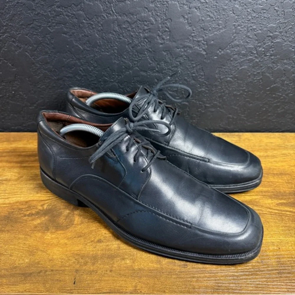 Johnston & Murphy J&M Flex 20-7751 Black Leather Bicycle‎ Toe Oxford Mens 10.5 M